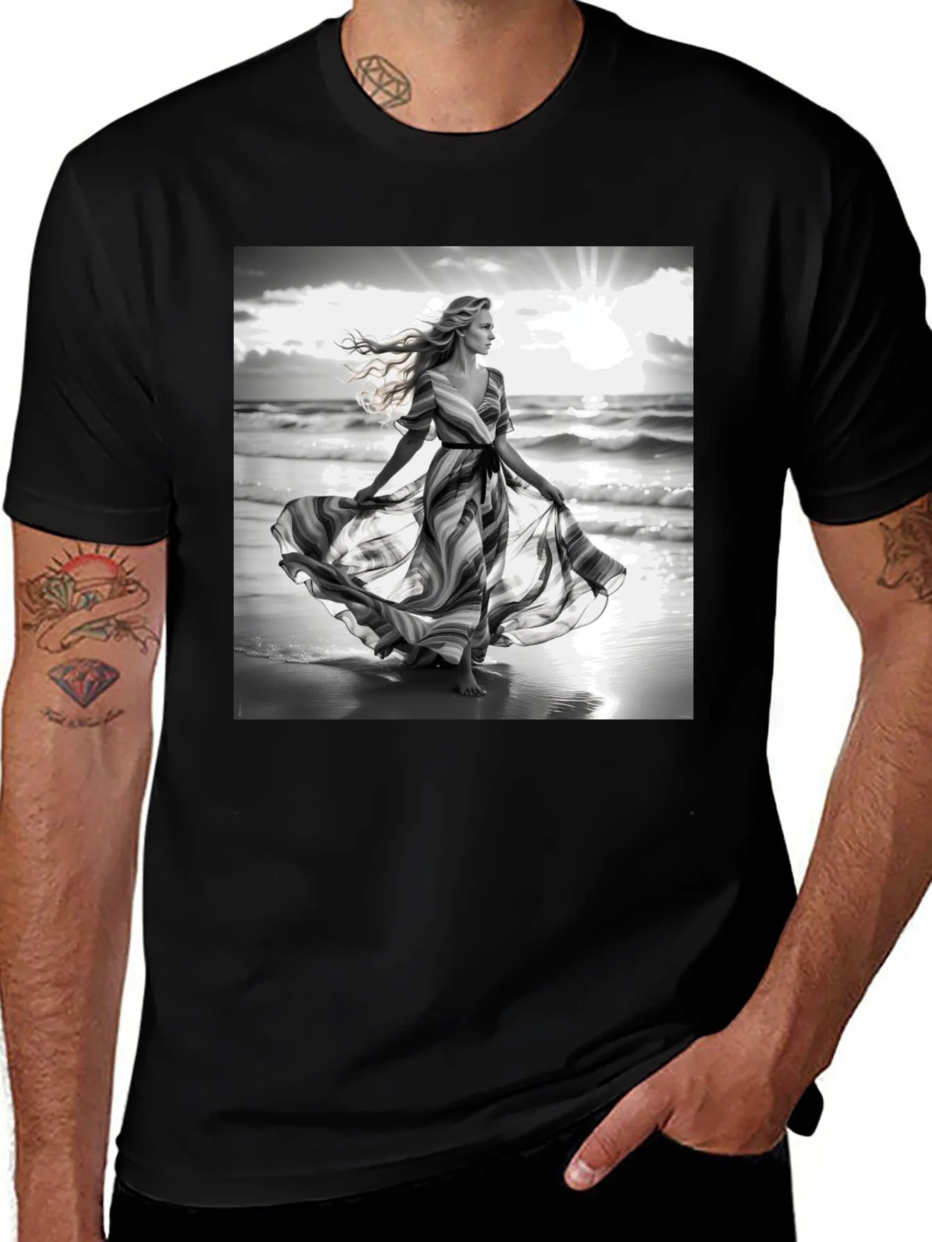 Elegant Woman on Beach T-Shirt
