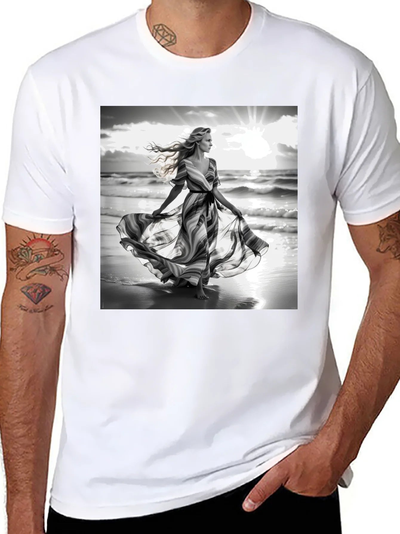 Elegant Woman on Beach T-Shirt