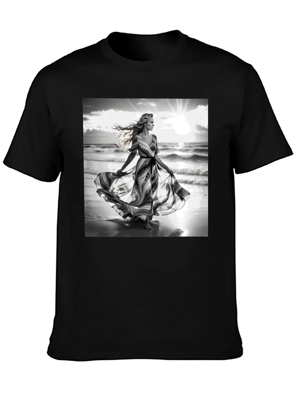 Elegant Woman on Beach T-Shirt
