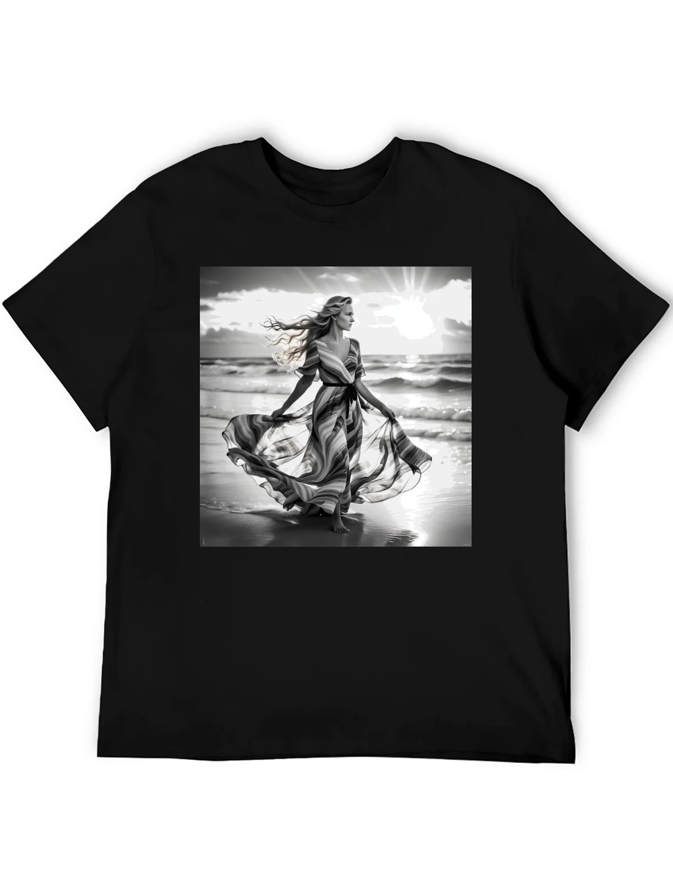 Elegant Woman on Beach T-Shirt