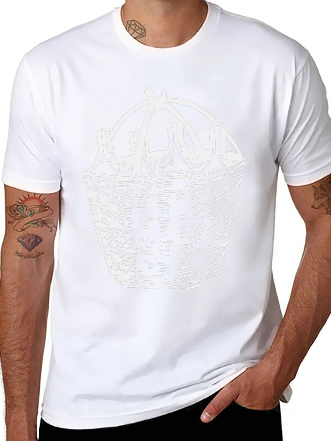 Wine Basket Graphic Tee - Black Cotton T-Shirt