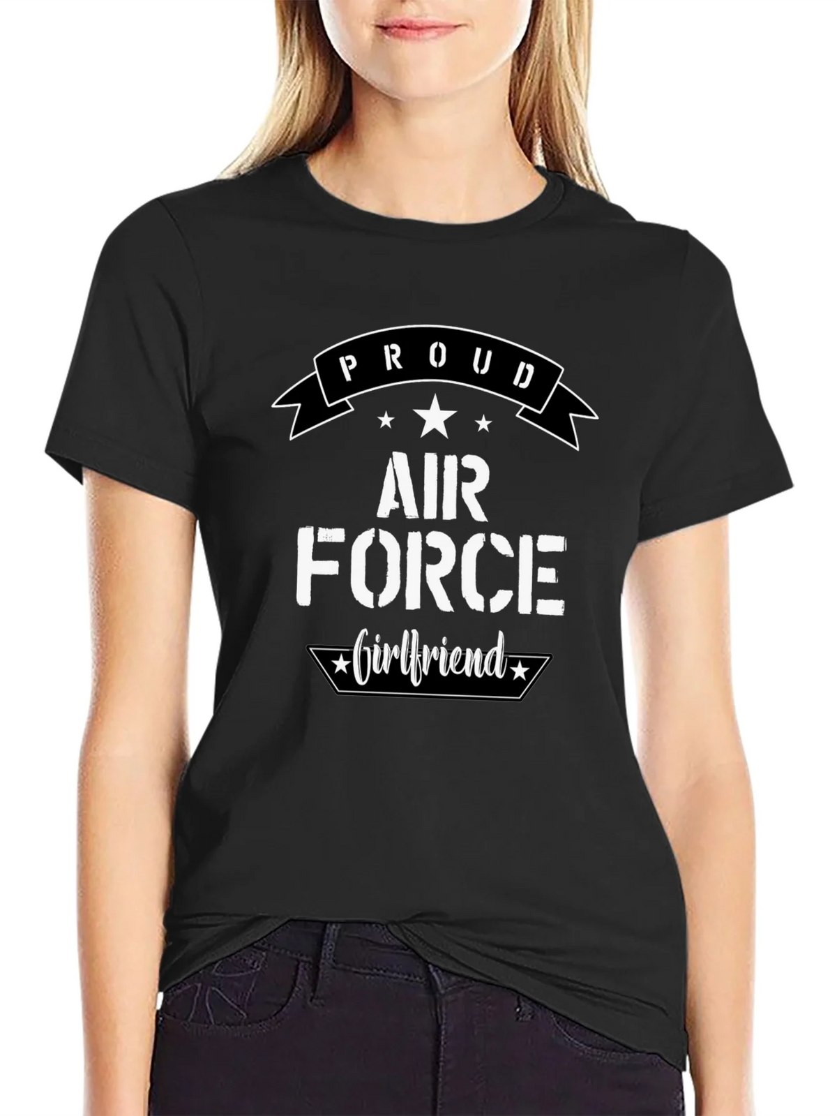 Proud Air Force Girlfriend Graphic T-Shirt