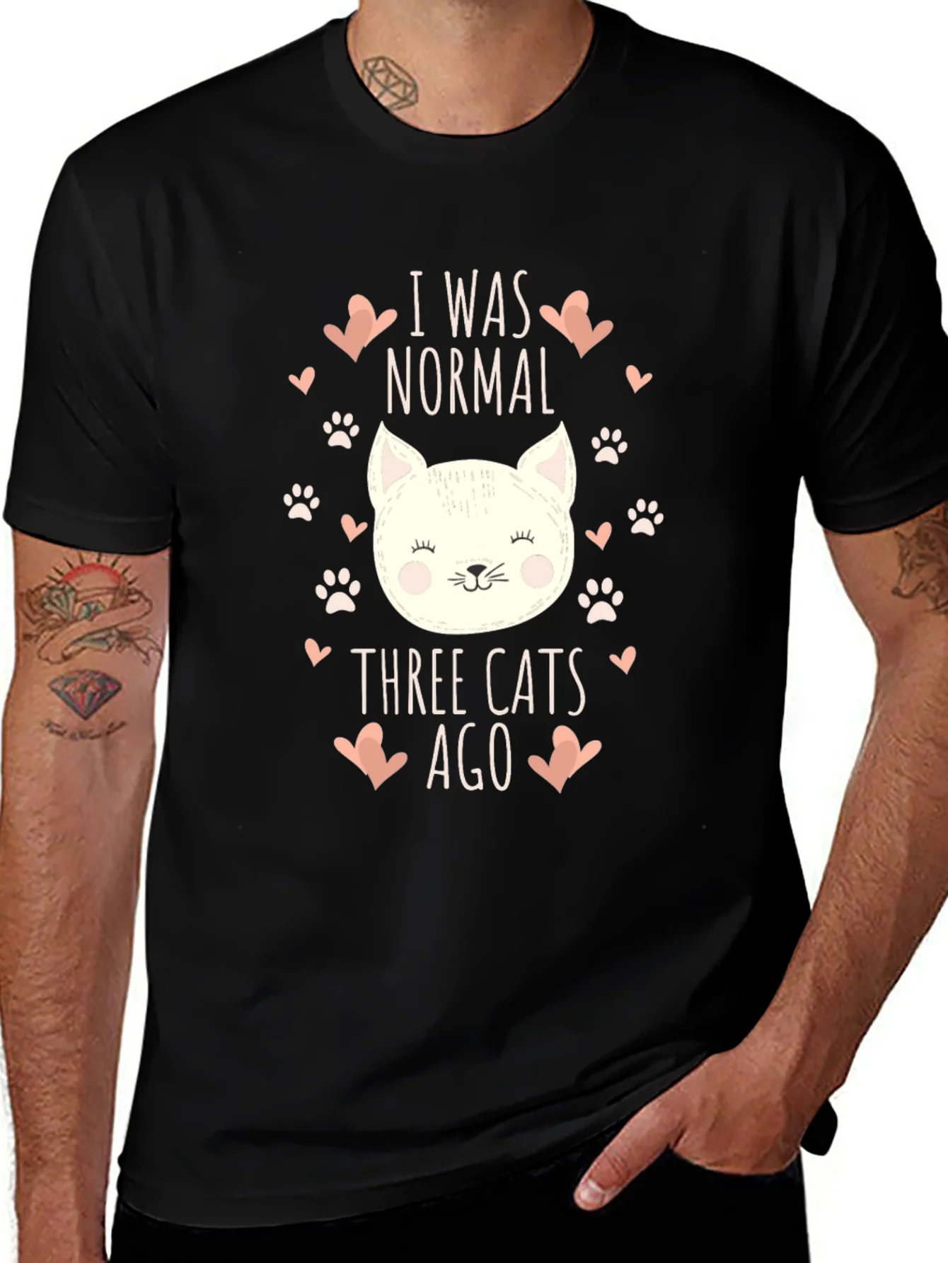 Funny Cat Lover T-Shirt - I Was Normal Three Cats Ago