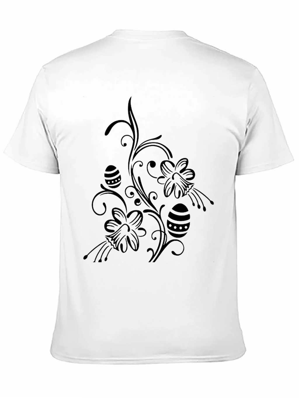 Floral Easter Egg Print Black T-Shirt