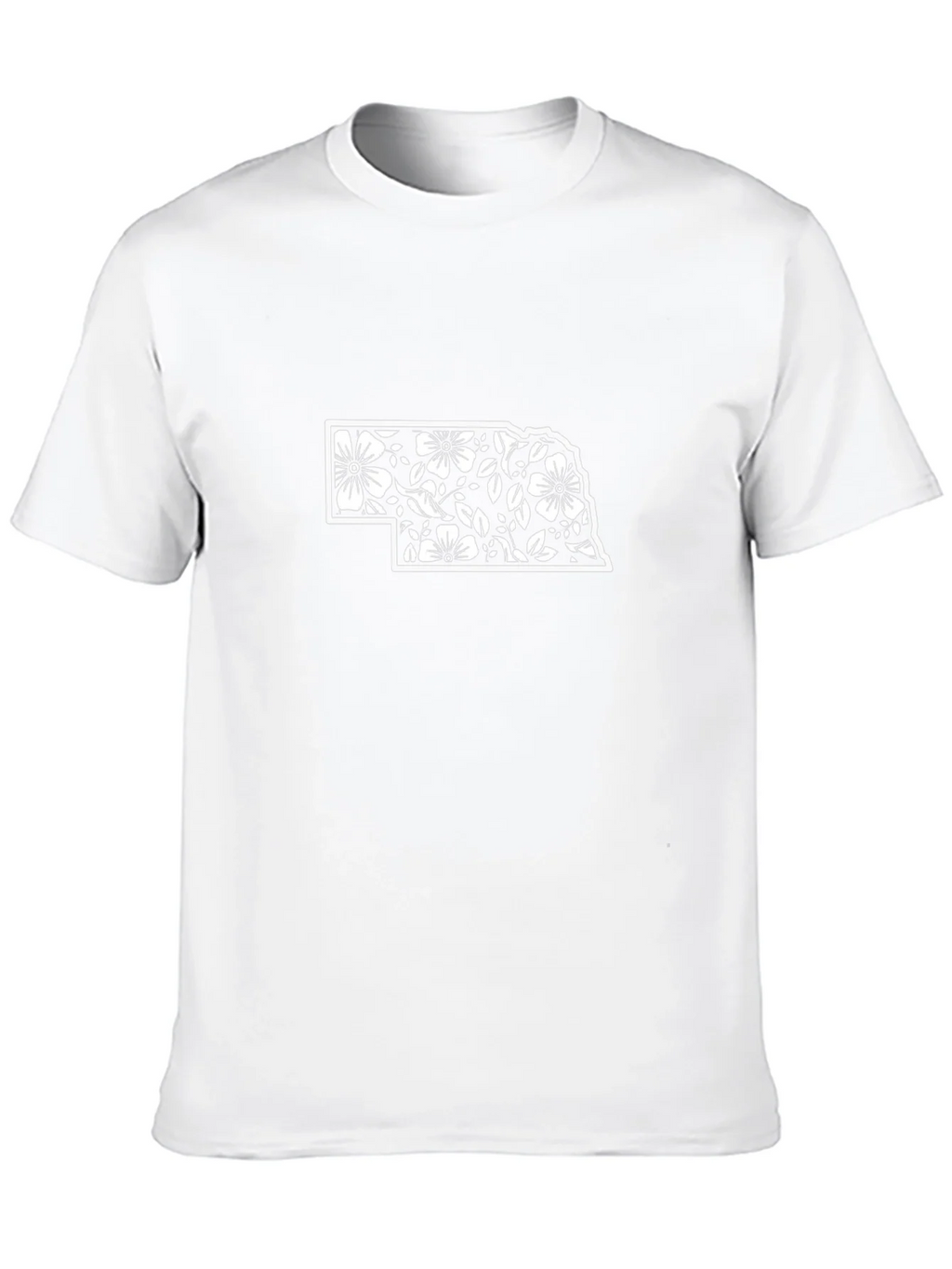 Nebraska Floral State Outline Black T-Shirt