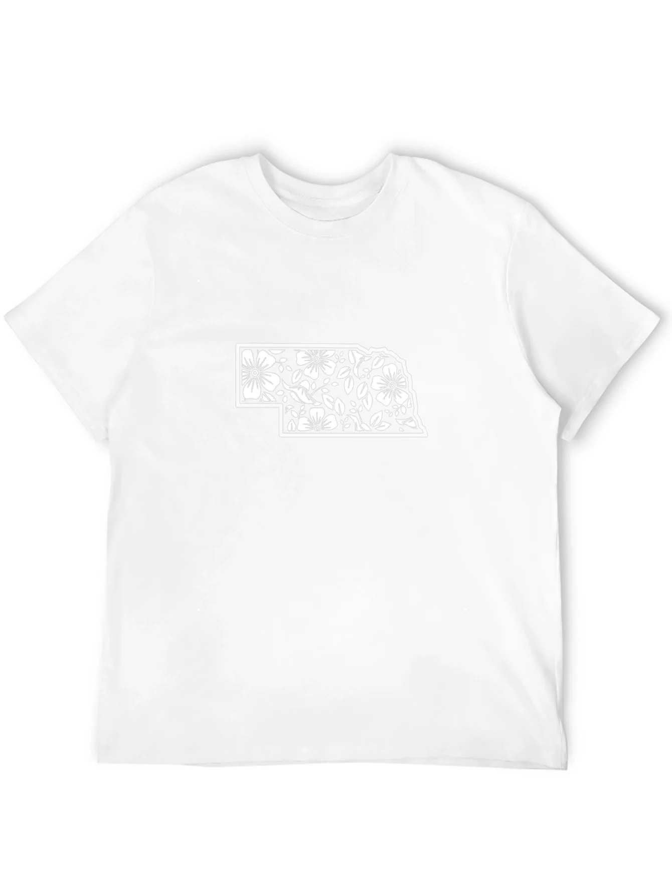 Nebraska Floral State Outline Black T-Shirt