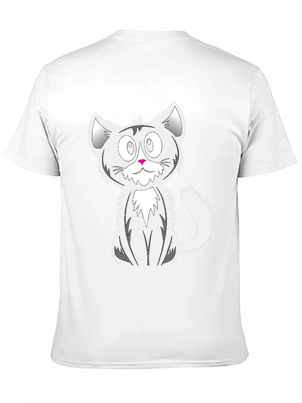 Cartoon Cat Graphic Tee - Black Cotton