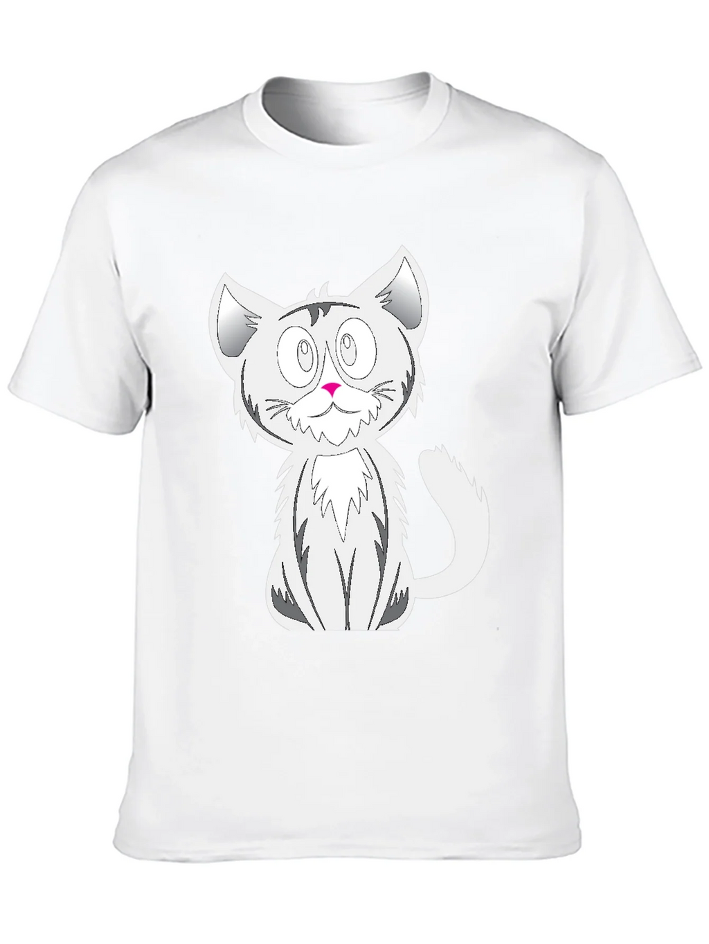 Cartoon Cat Graphic Tee - Black Cotton