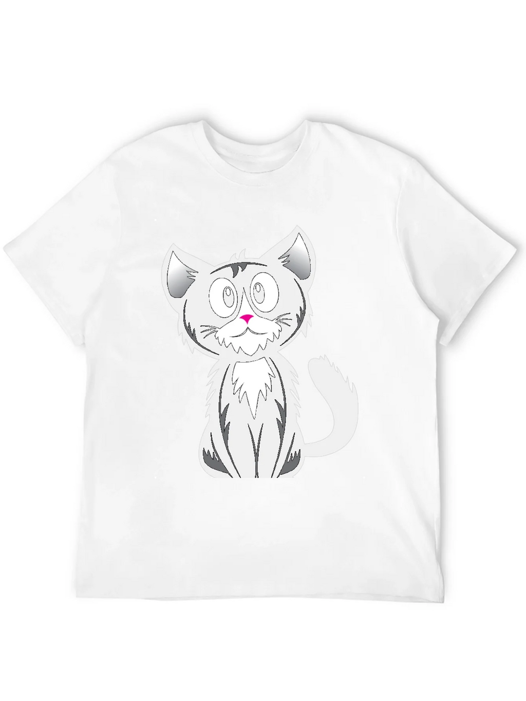 Cartoon Cat Graphic Tee - Black Cotton