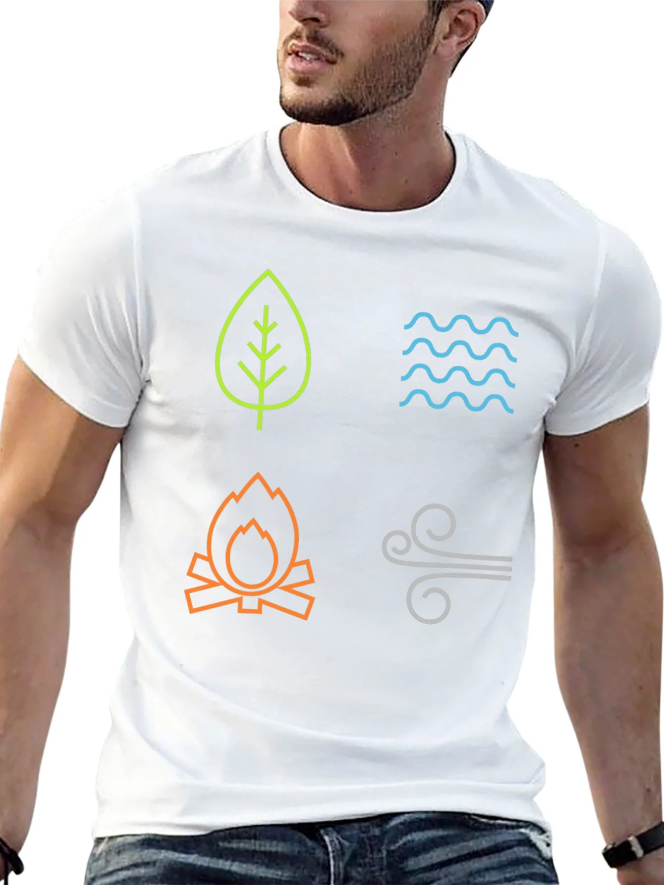 Four Elements Graphic T-Shirt - Earth Water Fire Air