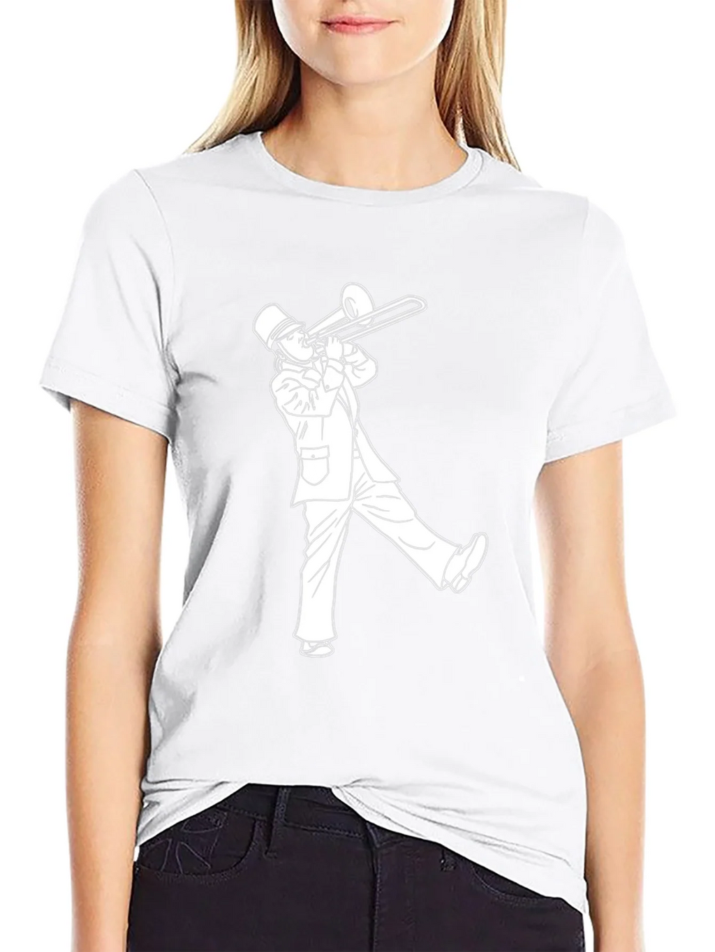 Trombone Player Graphic Tee - Black Cotton
