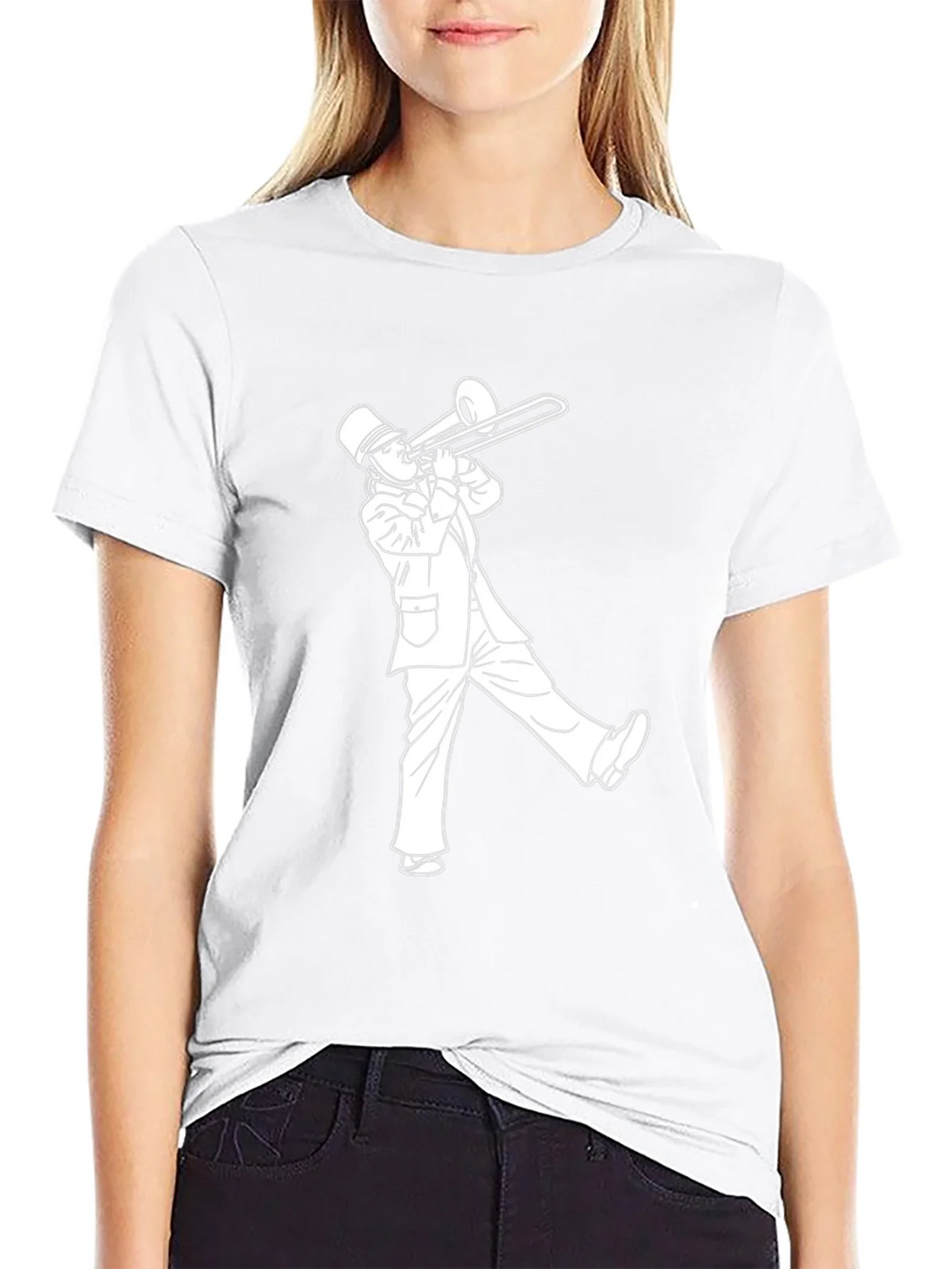 Trombone Player Graphic Tee - Black Cotton
