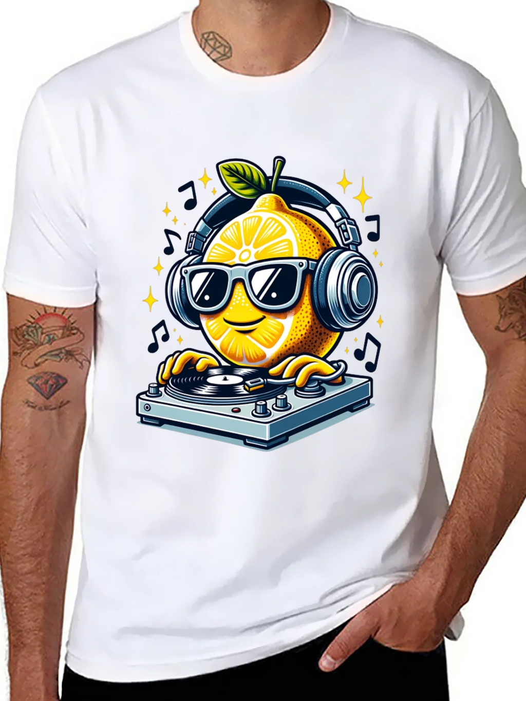 DJ Lemon Graphic T-Shirt - Funky Turntable Design