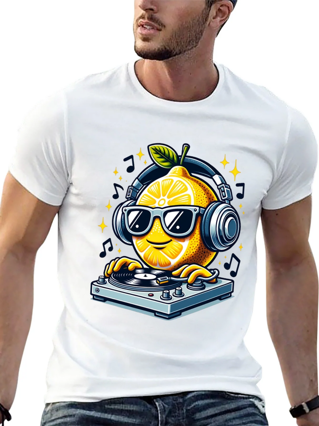 DJ Lemon Graphic T-Shirt - Funky Turntable Design