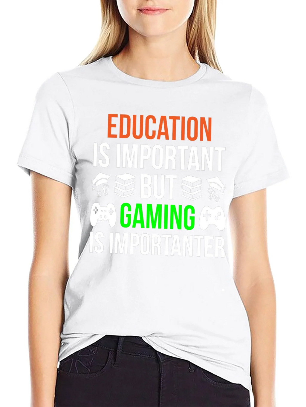 Education vs. Gaming Graphic T-Shirt