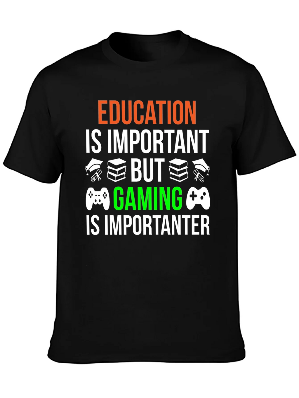 Education vs. Gaming Graphic T-Shirt