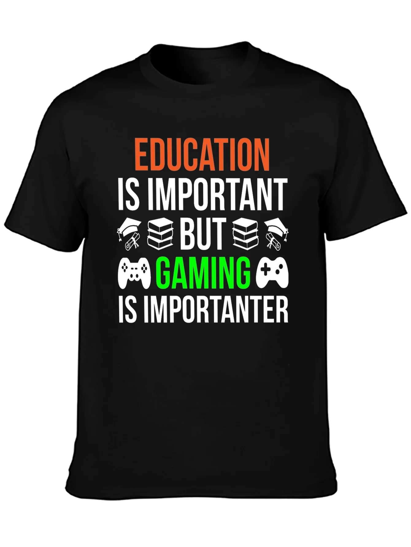 Education vs. Gaming Graphic T-Shirt