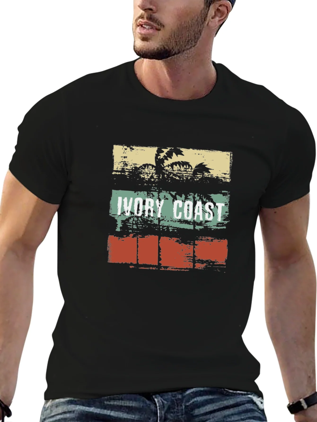 Ivory Coast Graphic Tee - Retro Palm Tree Design