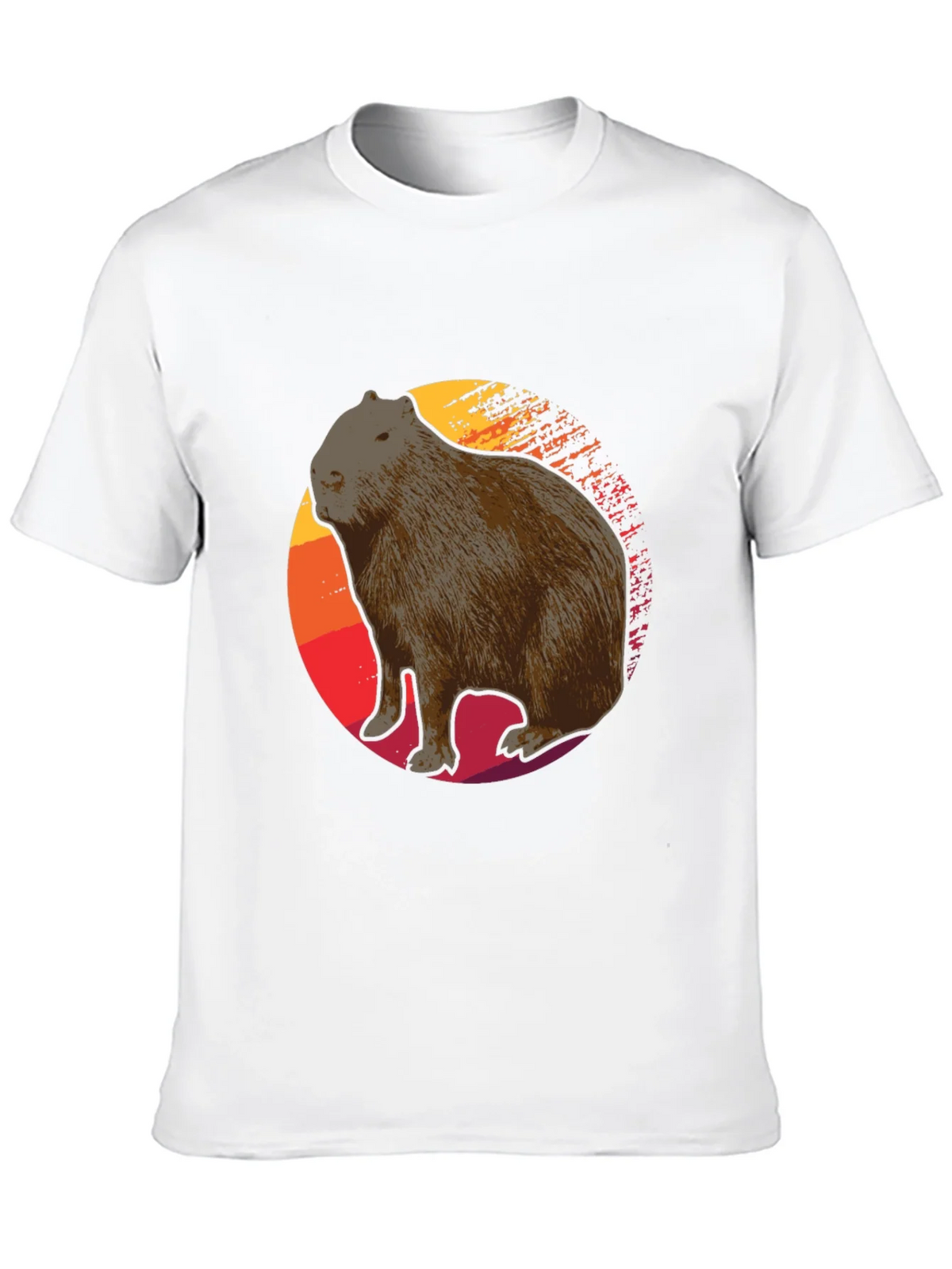 Capybara Sunset Graphic Tee - Soft Black T-Shirt