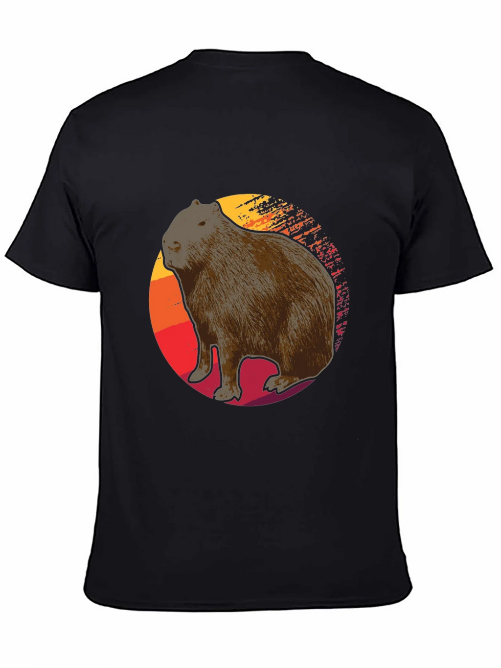 Capybara Sunset Graphic Tee - Soft Black T-Shirt