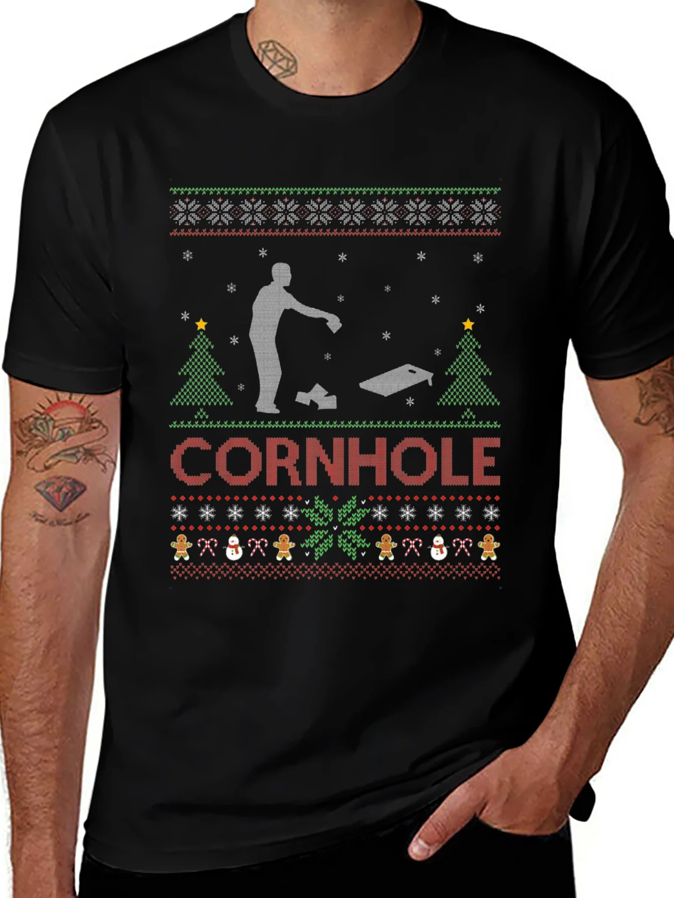 Festive Cornhole Ugly Christmas Sweater T-Shirt