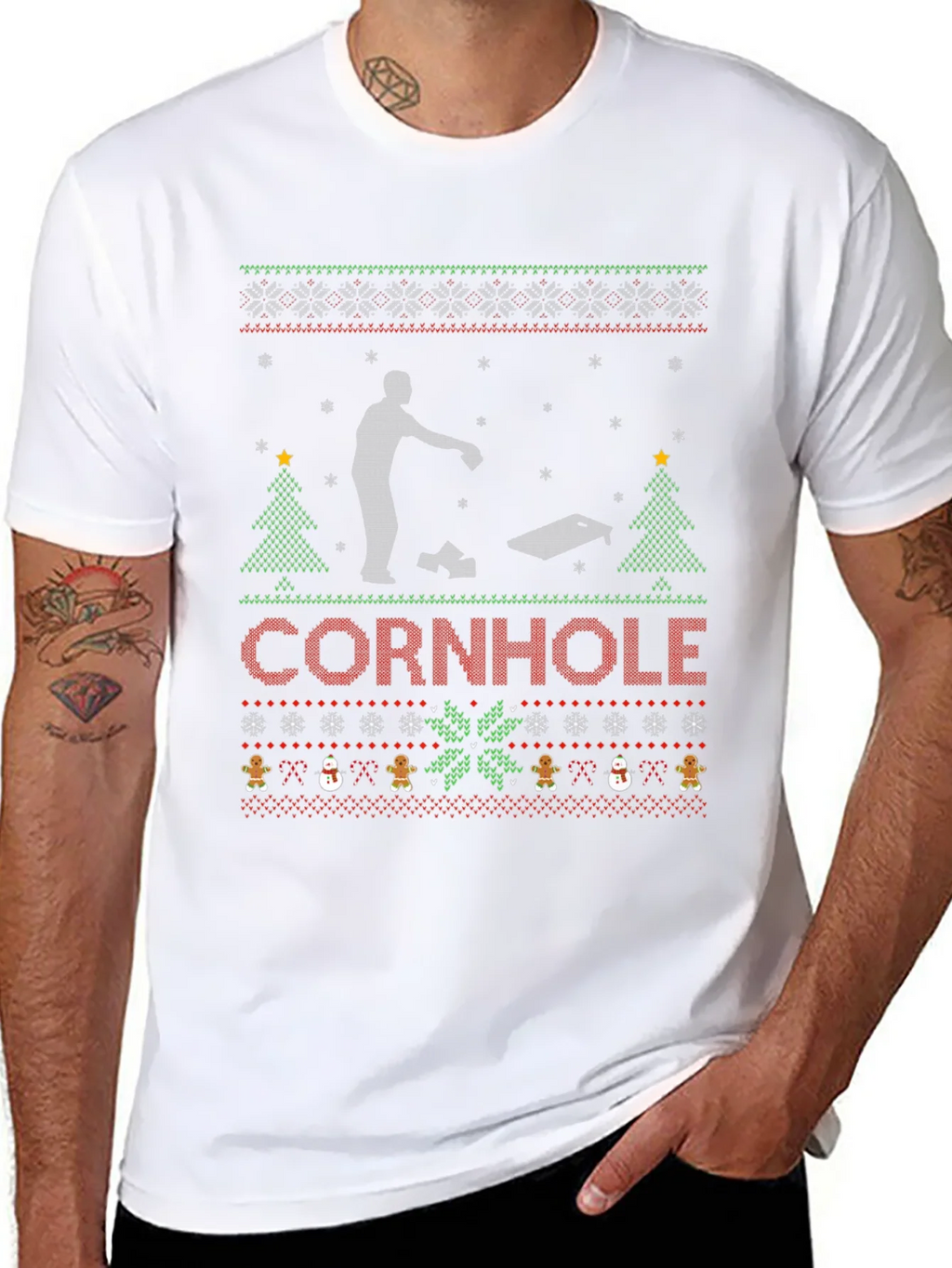Festive Cornhole Ugly Christmas Sweater T-Shirt