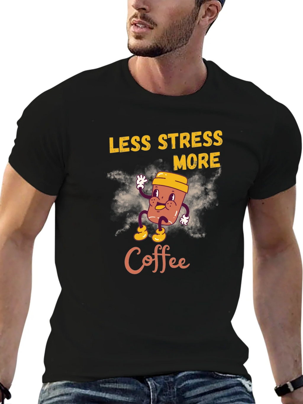 Less Stress More Coffee Graphic T-Shirt