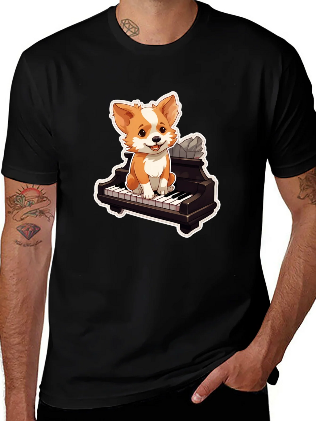 Dog Playing Piano T-Shirt
