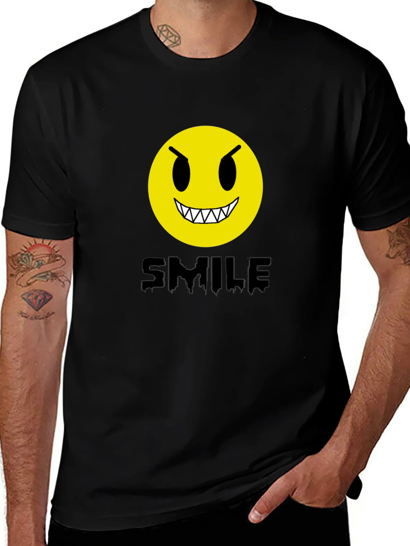 Evil Emoji Graphic Tee - Black Cotton T-Shirt