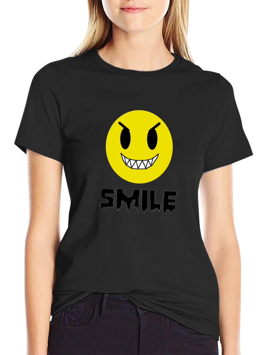 Evil Emoji Graphic Tee - Black Cotton T-Shirt