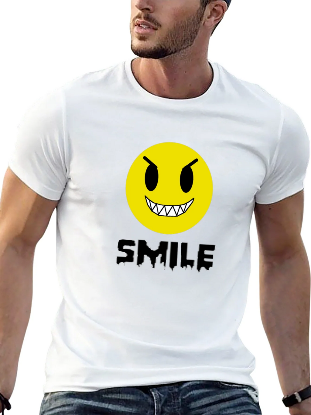 Evil Emoji Graphic Tee - Black Cotton T-Shirt