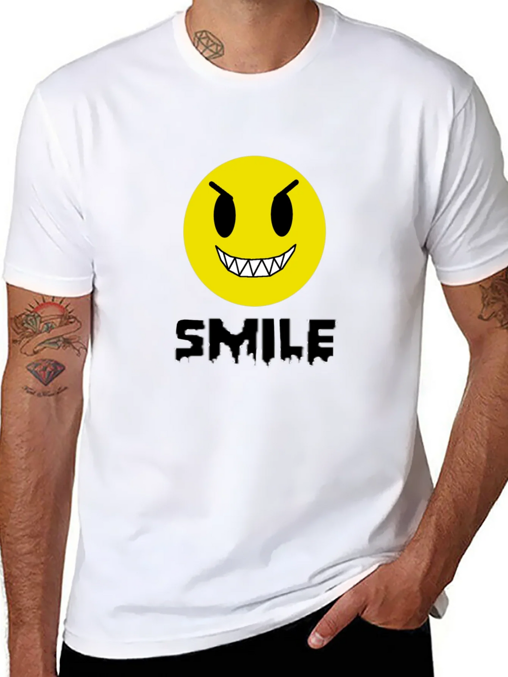 Evil Emoji Graphic Tee - Black Cotton T-Shirt