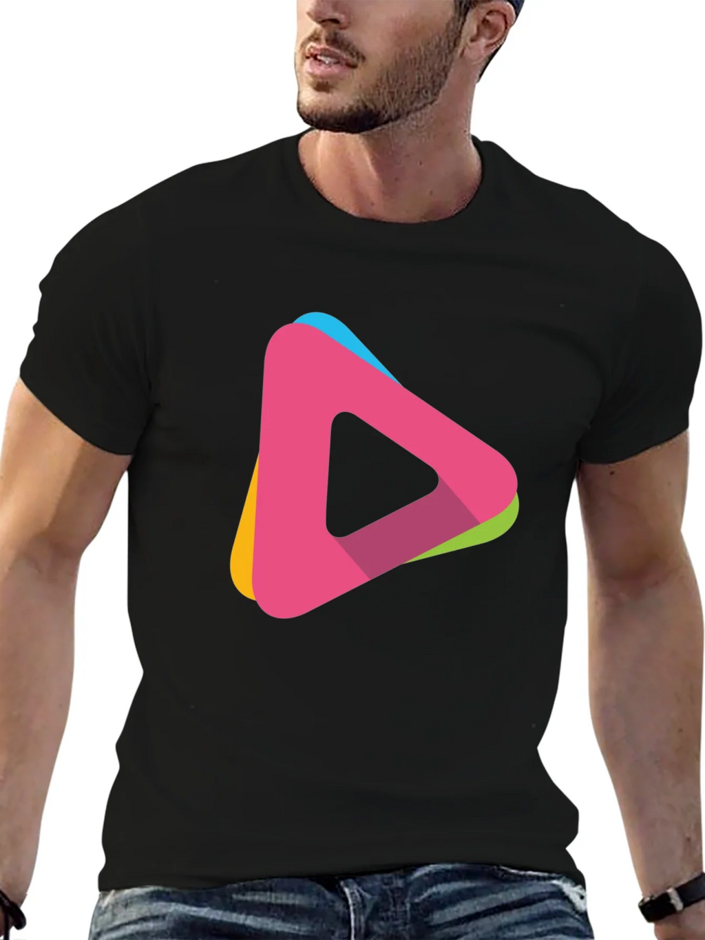 Modern Triangle Logo T-Shirt - Casual Style