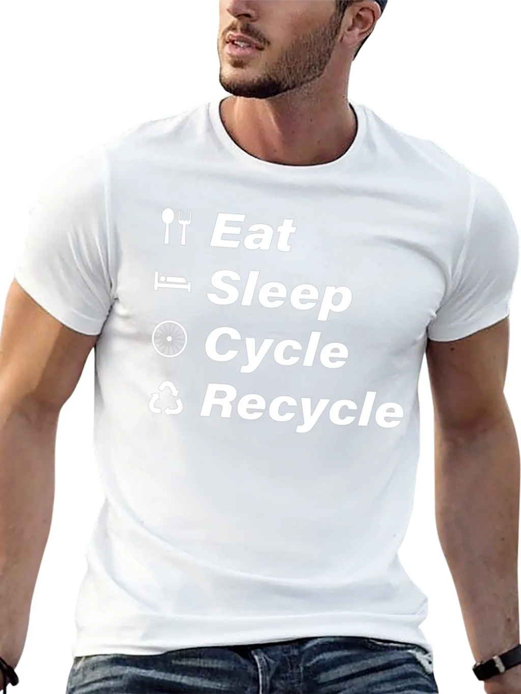 Eat Sleep Cycle Recycle Black T-Shirt