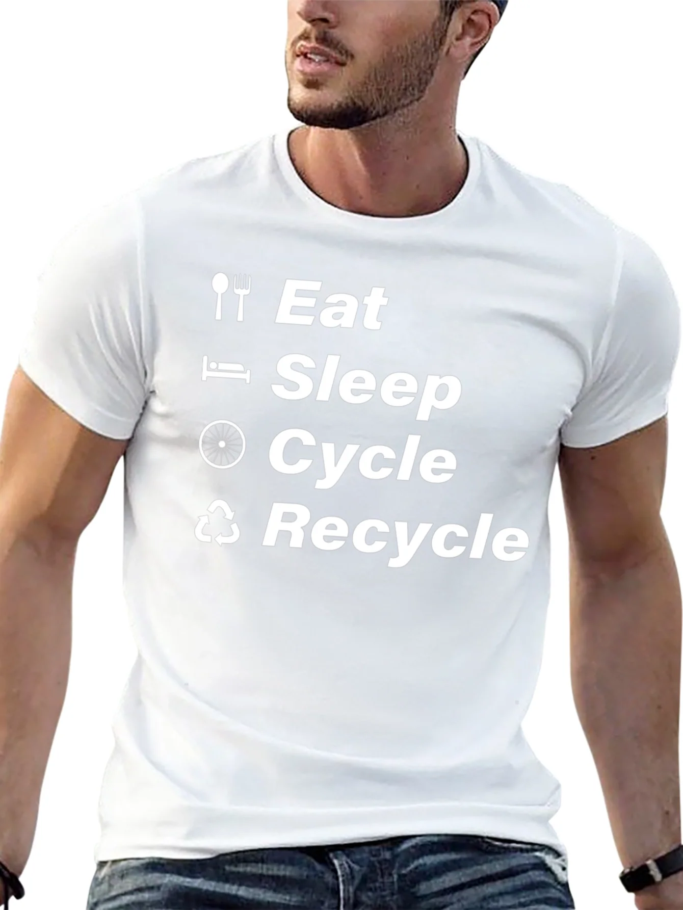Eat Sleep Cycle Recycle Black T-Shirt