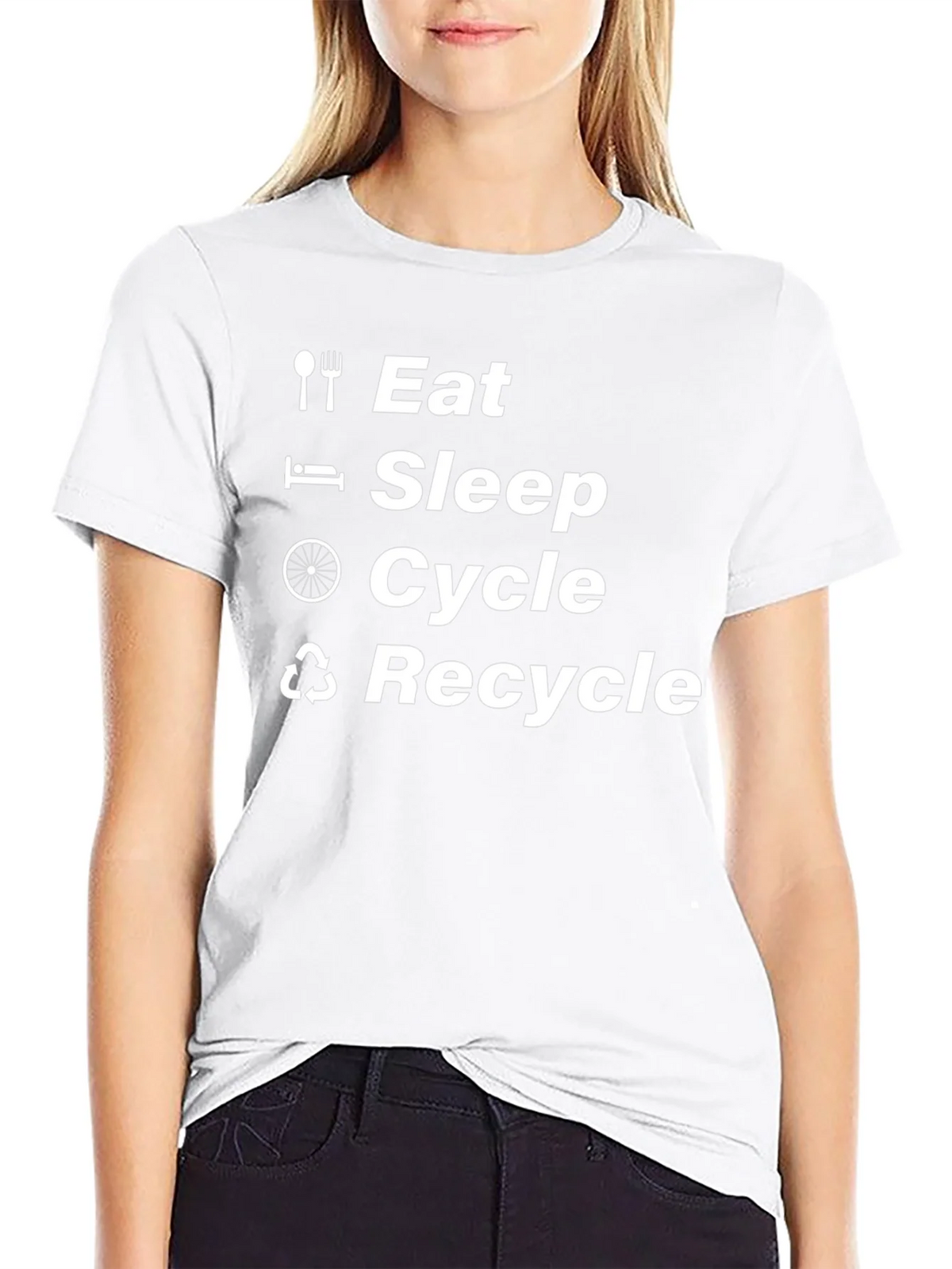 Eat Sleep Cycle Recycle Black T-Shirt