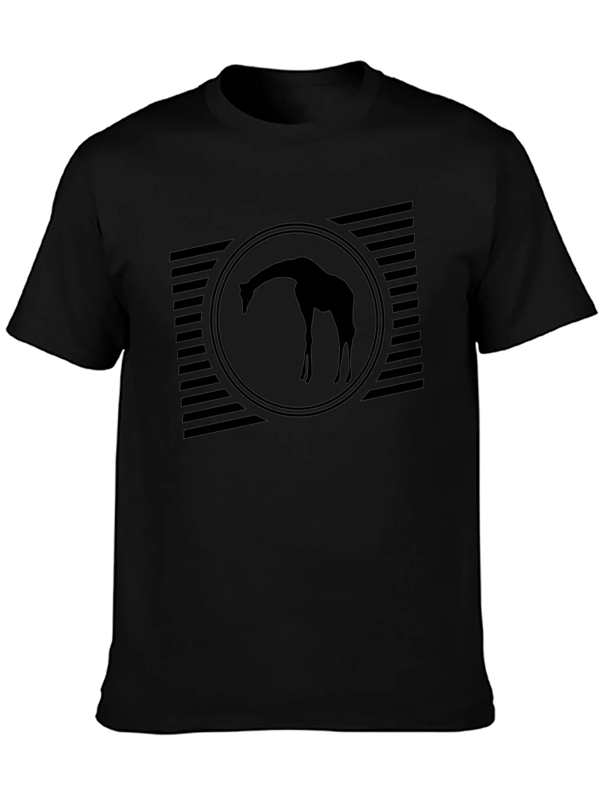 Mens Black Giraffe Silhouette Graphic Tee