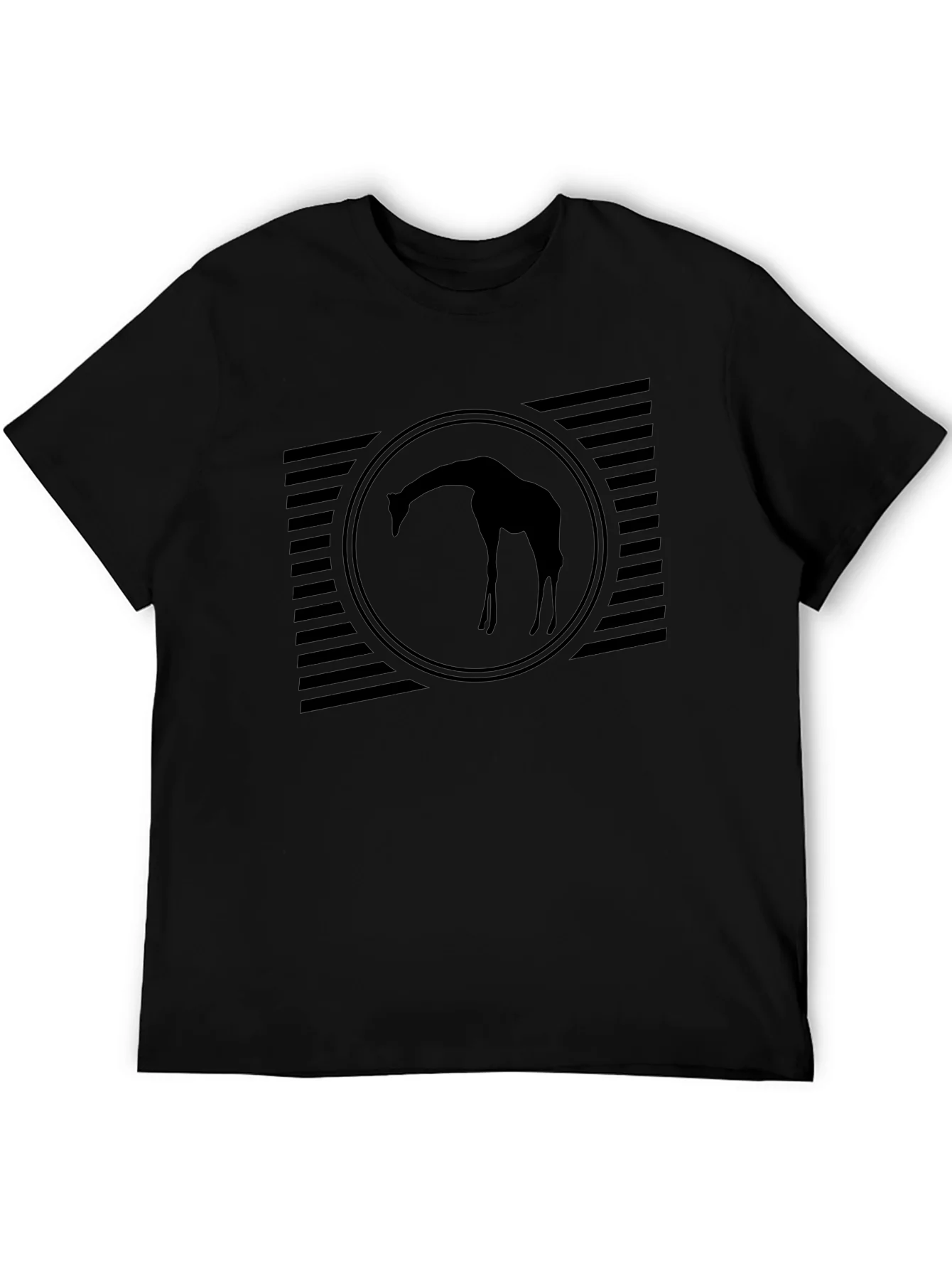 Mens Black Giraffe Silhouette Graphic Tee