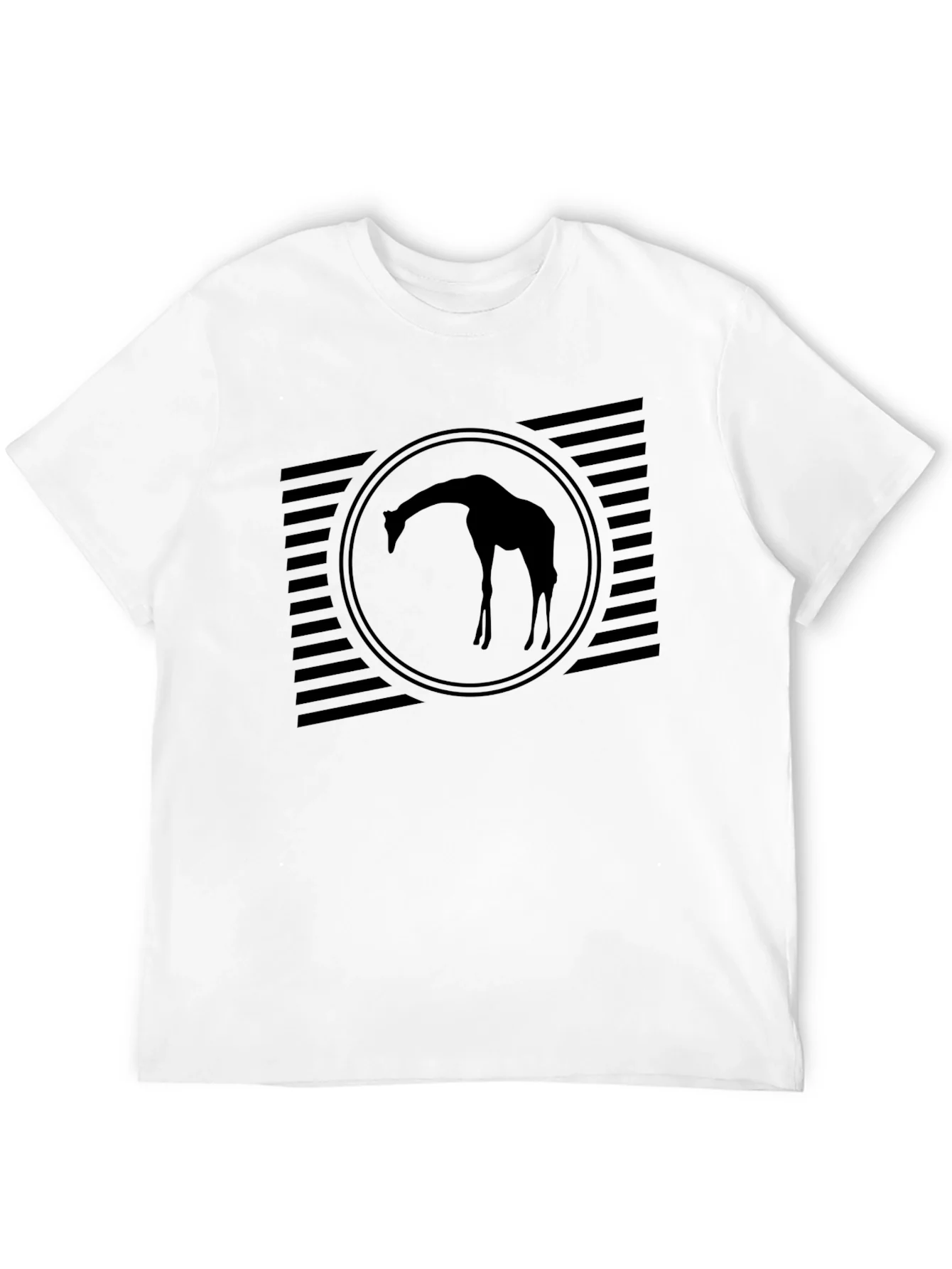Mens Black Giraffe Silhouette Graphic Tee
