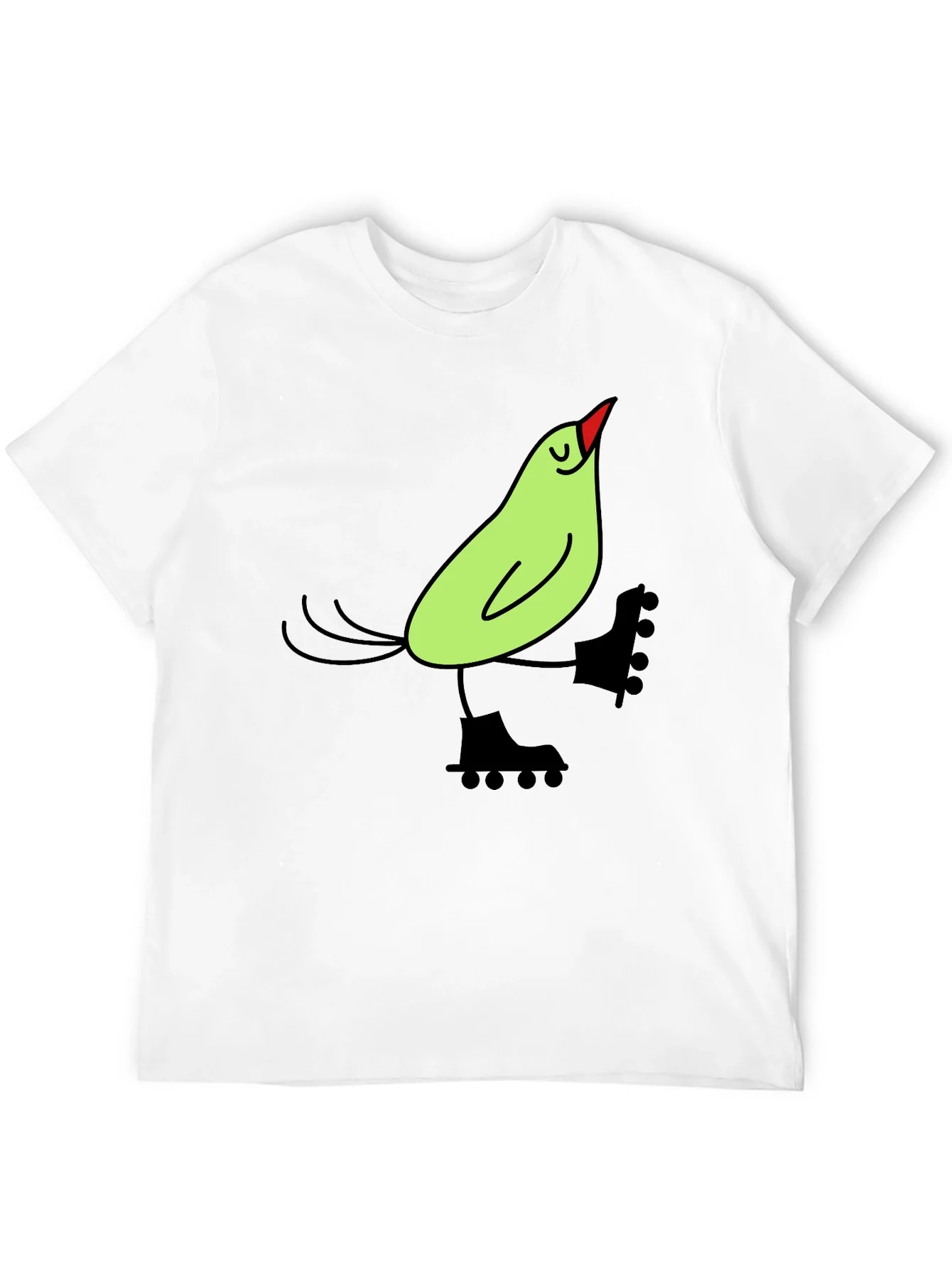Whimsical Bird on Skates Graphic Tee