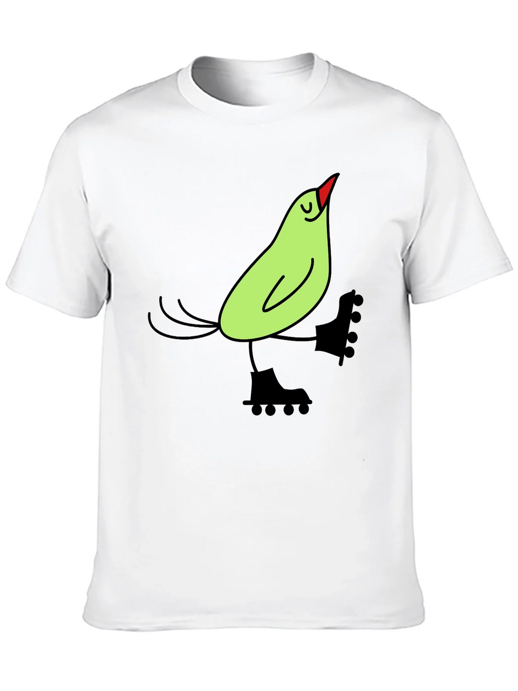 Whimsical Bird on Skates Graphic Tee