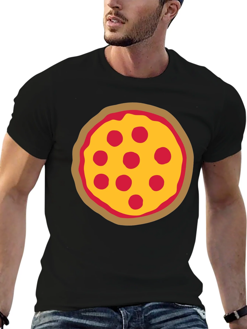 Pizza Graphic Black T-Shirt - Casual Wear