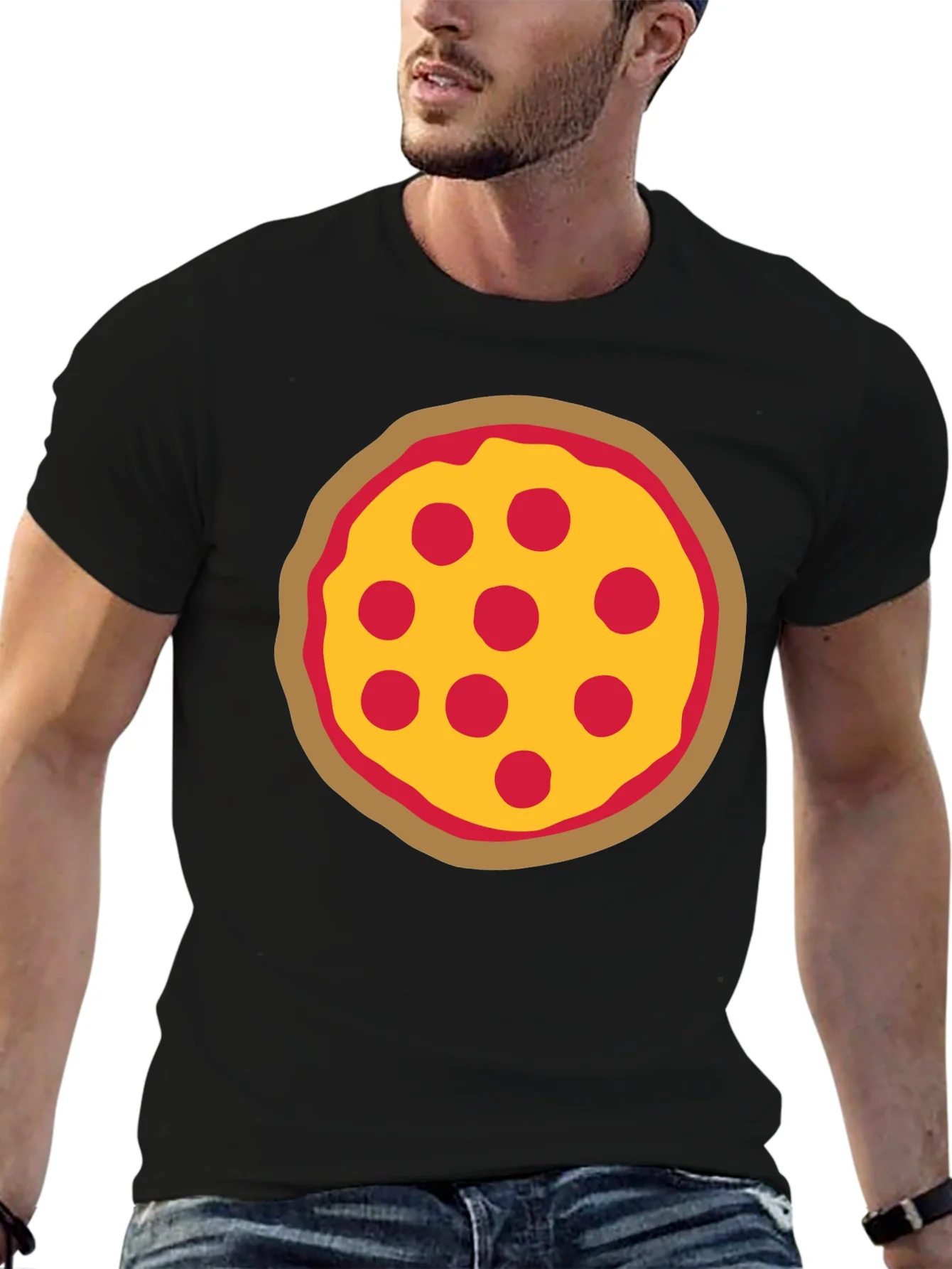 Pizza Graphic Black T-Shirt - Casual Wear