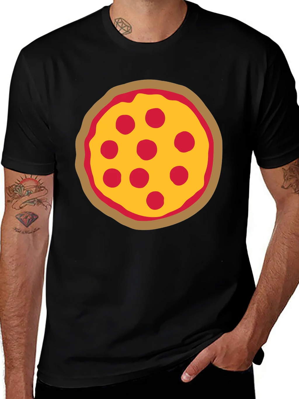 Pizza Graphic Black T-Shirt - Casual Wear