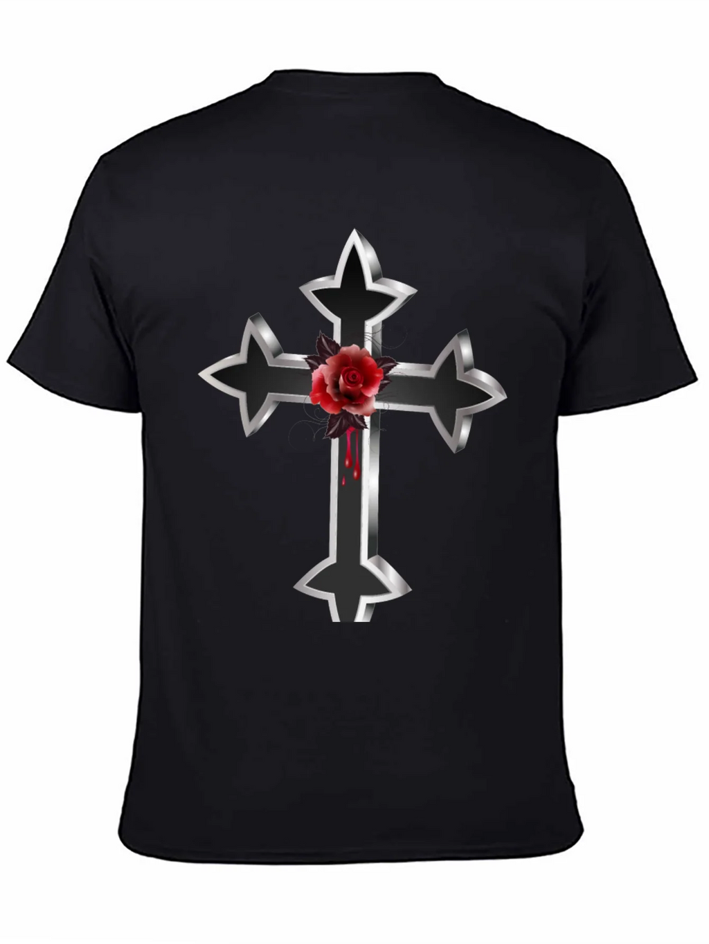 Gothic Cross & Rose Graphic Tee