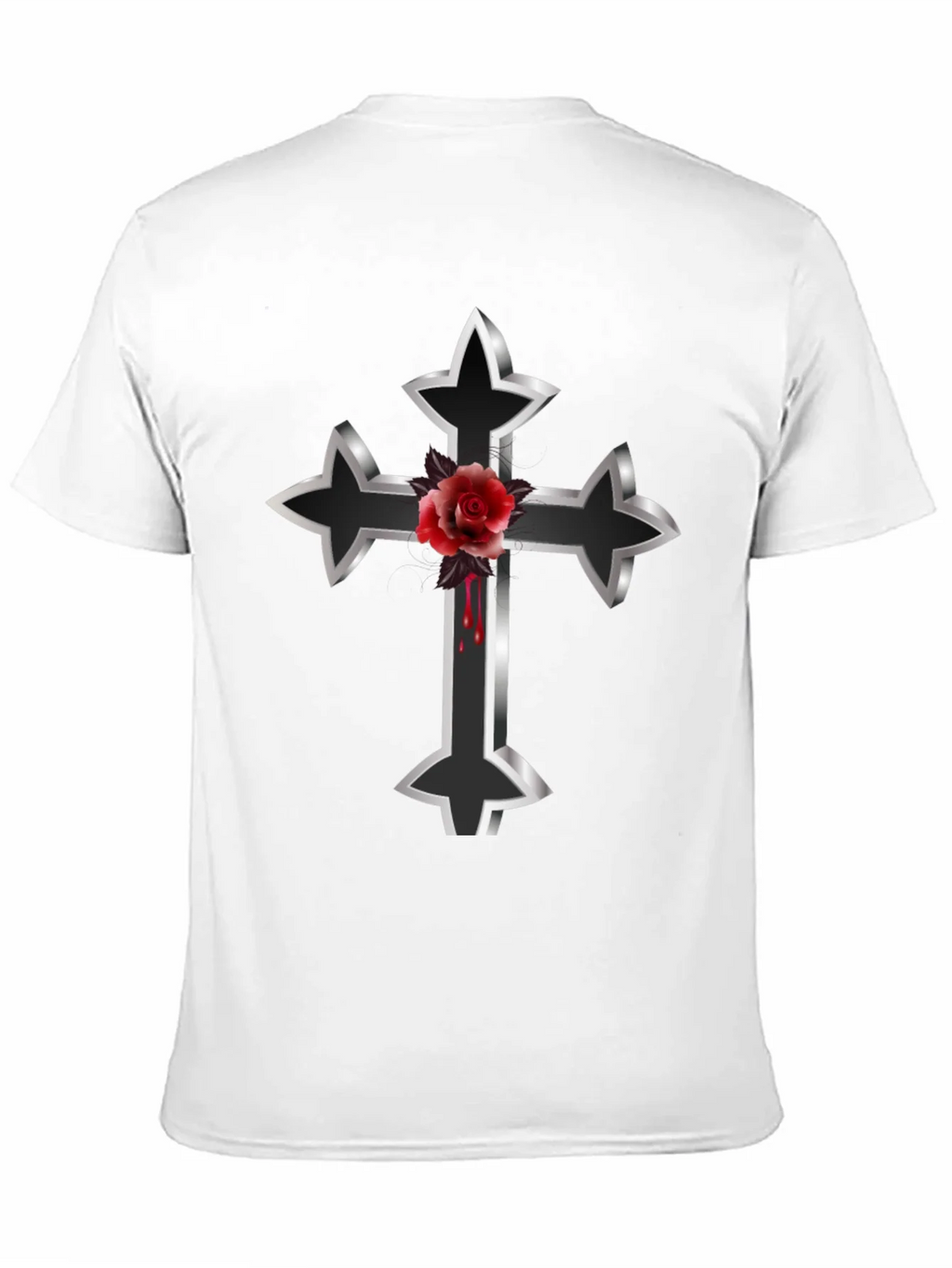Gothic Cross & Rose Graphic Tee